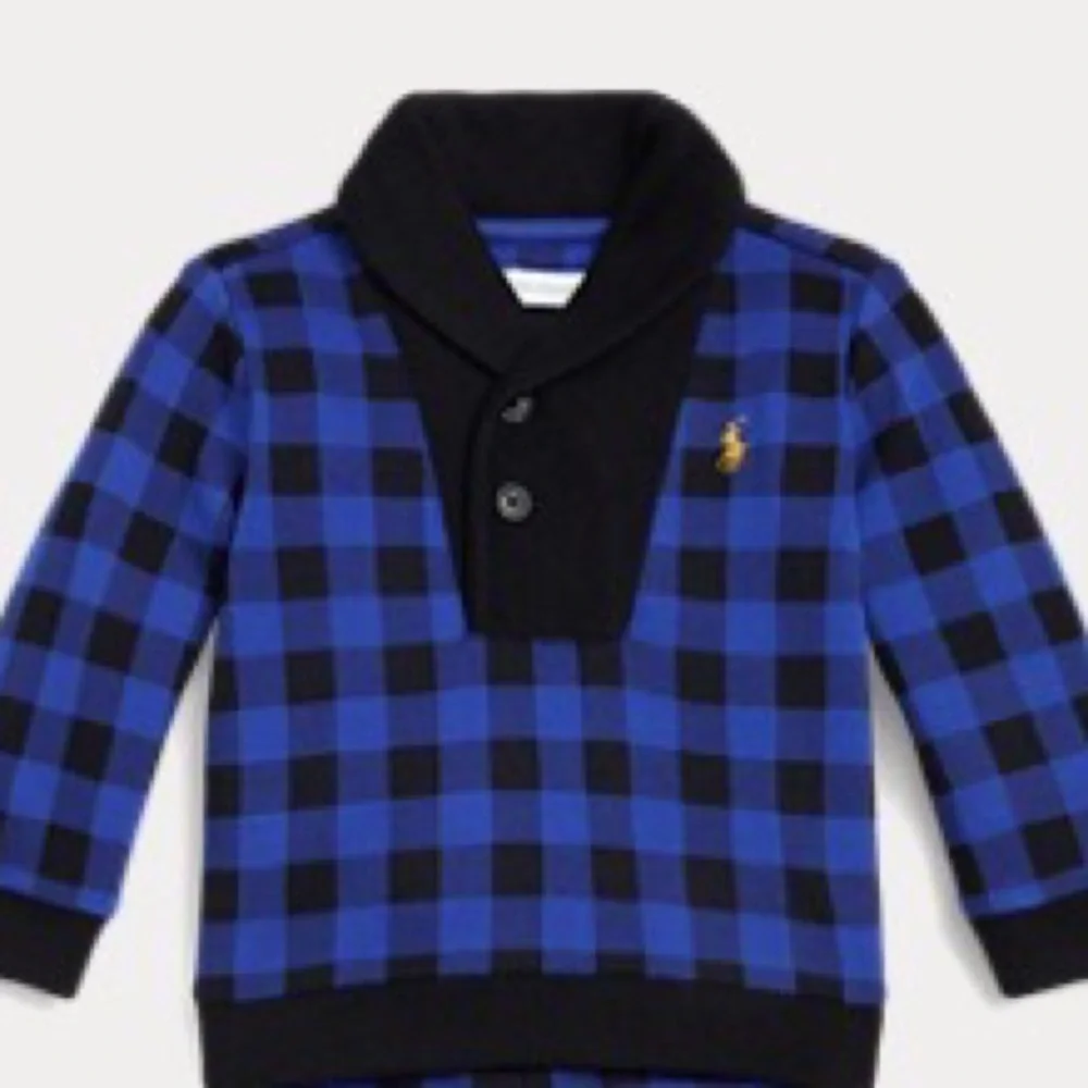 New Ralph Lauren Classic Blue Check Interlock Two Piece Baby Boys Set
